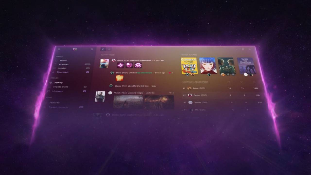 GOG Galaxy, vốn tổng hợp game từ nhiều dịch vụ khác nhau vào một launcher.