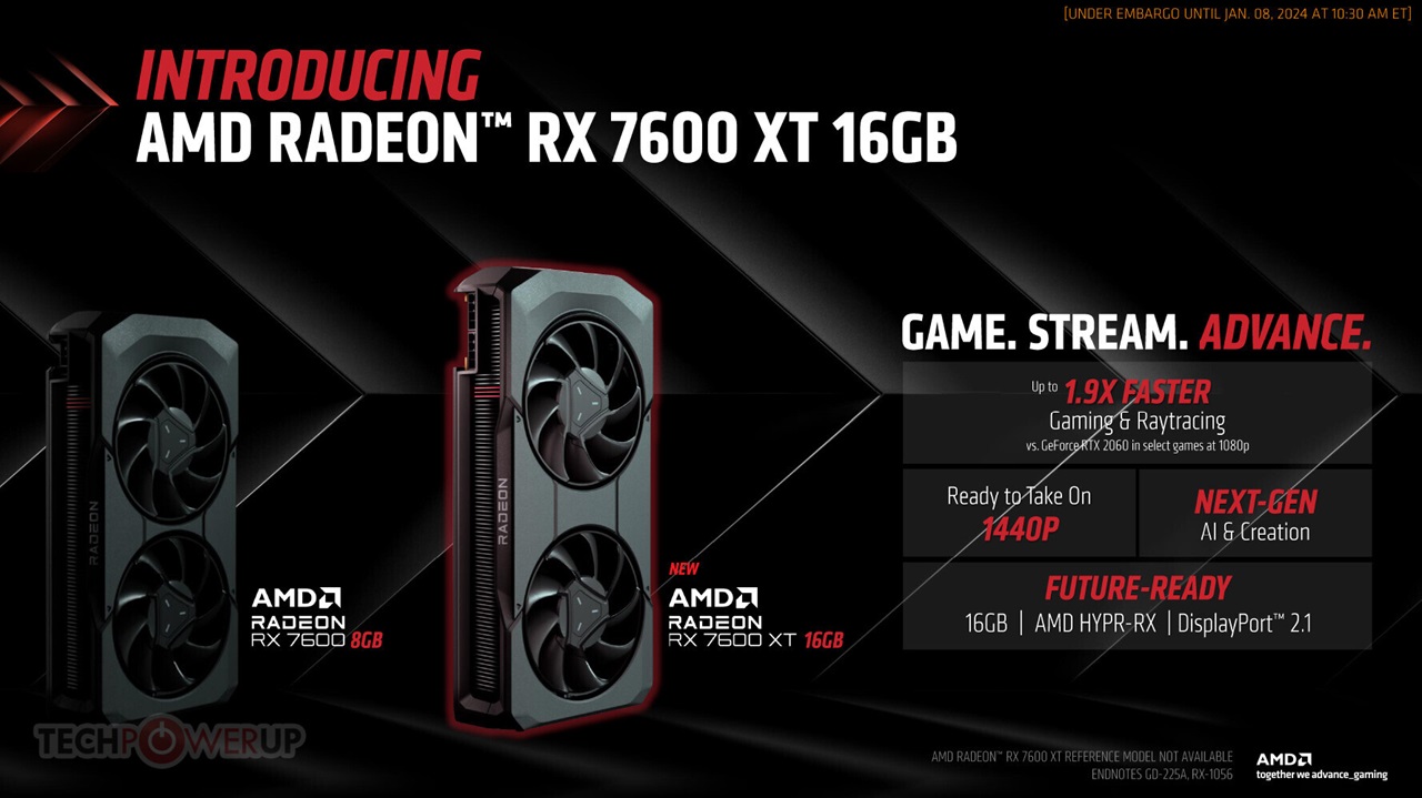 AMD ra mắt dòng card đồ hoạ Radeon RX 7600 XT tại CES 2024 - Tin Gaming Gear