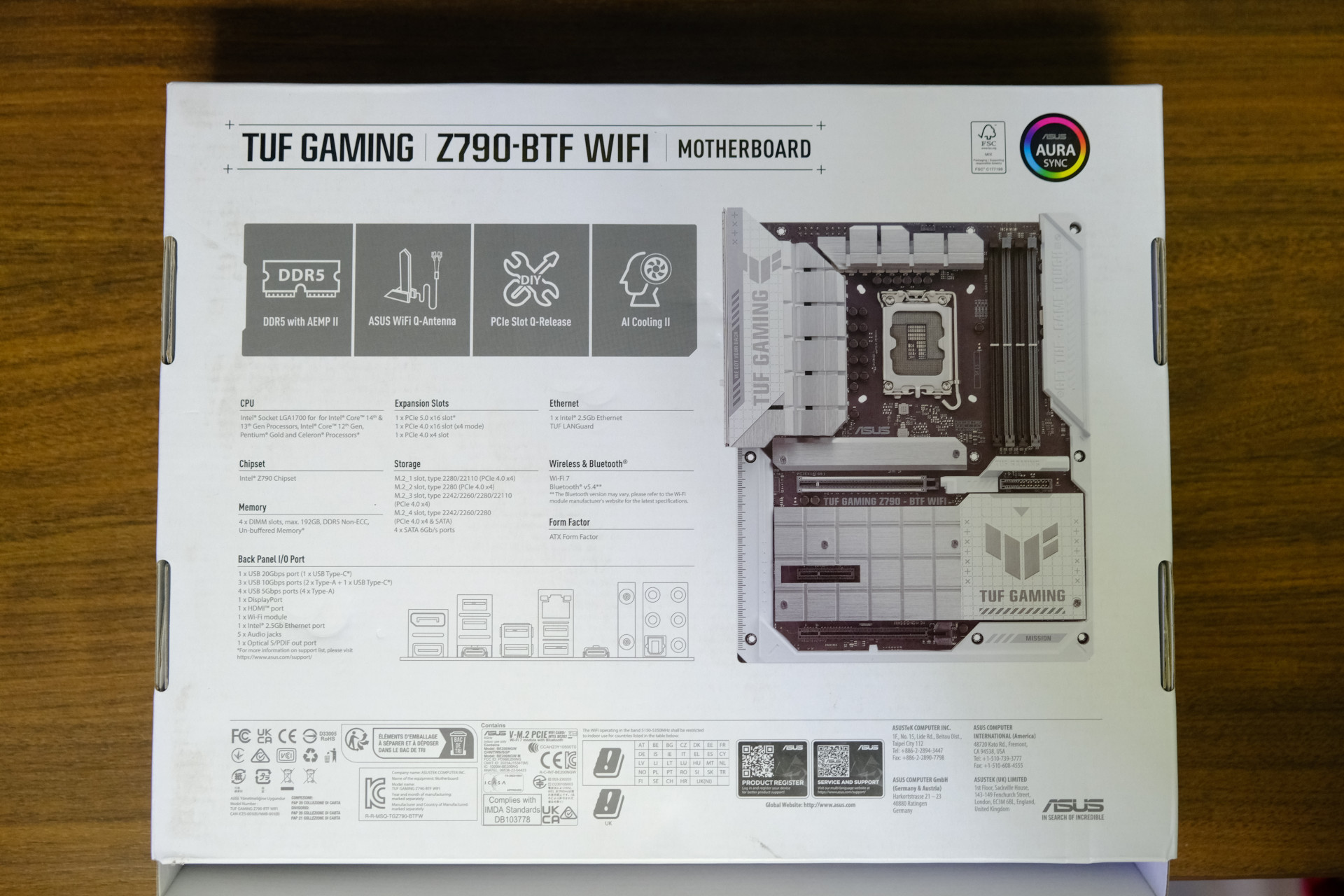 Mặt sau hộp TUF GAMING Z790-BTF WIFI